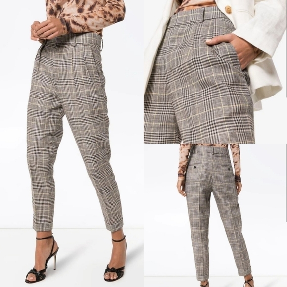 New ISABEL MARANT Ceyo Checked High-Rise Slim Fit Trouser Pants NWT 10 US/42 FR - Picture 3 of 15